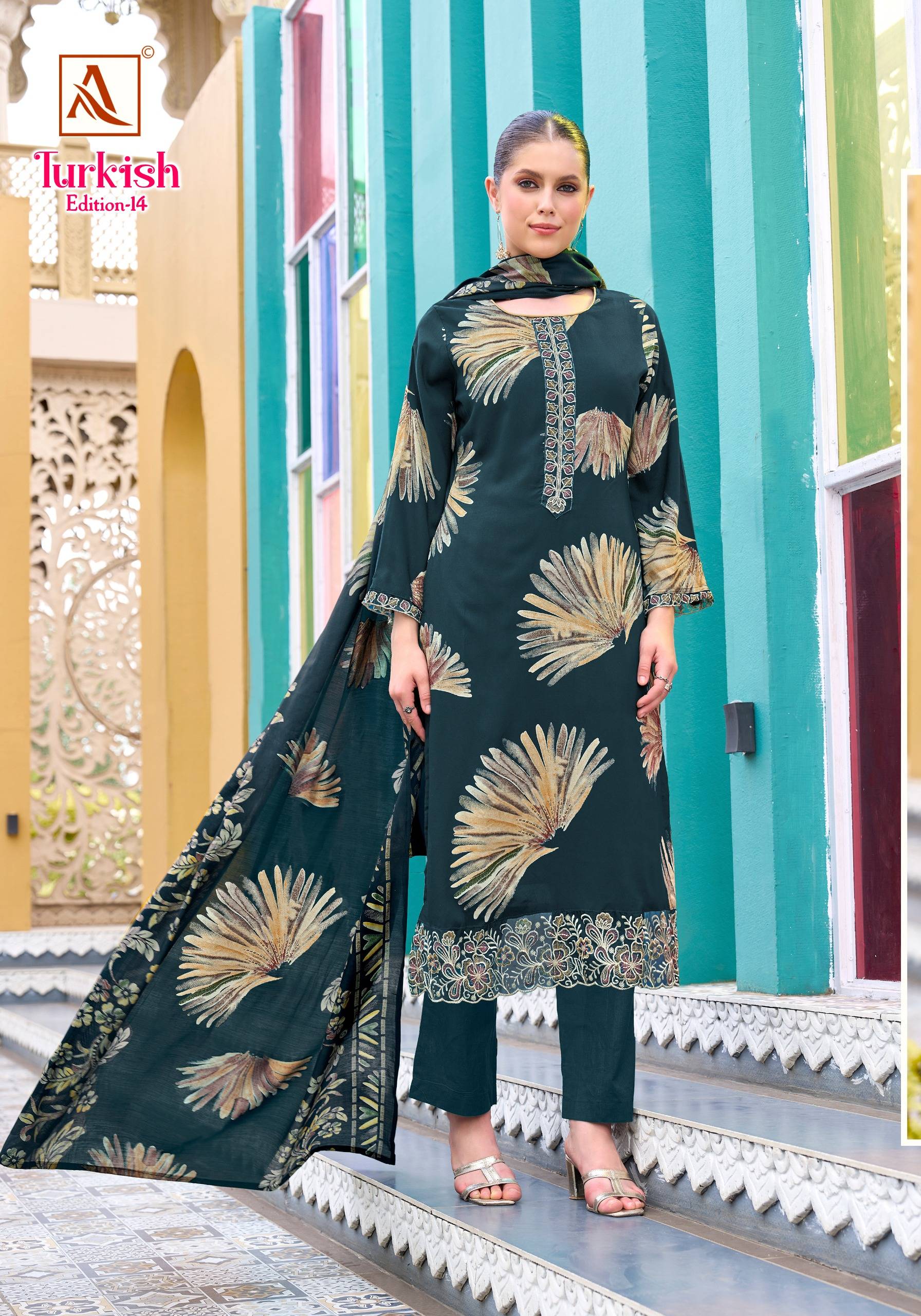 TURKISH-14 by Alok Suit 3053-1161-01 to 3053-1161-06 series Indian Pakistani ethnic wear Pure viscose At Wholesale Price
